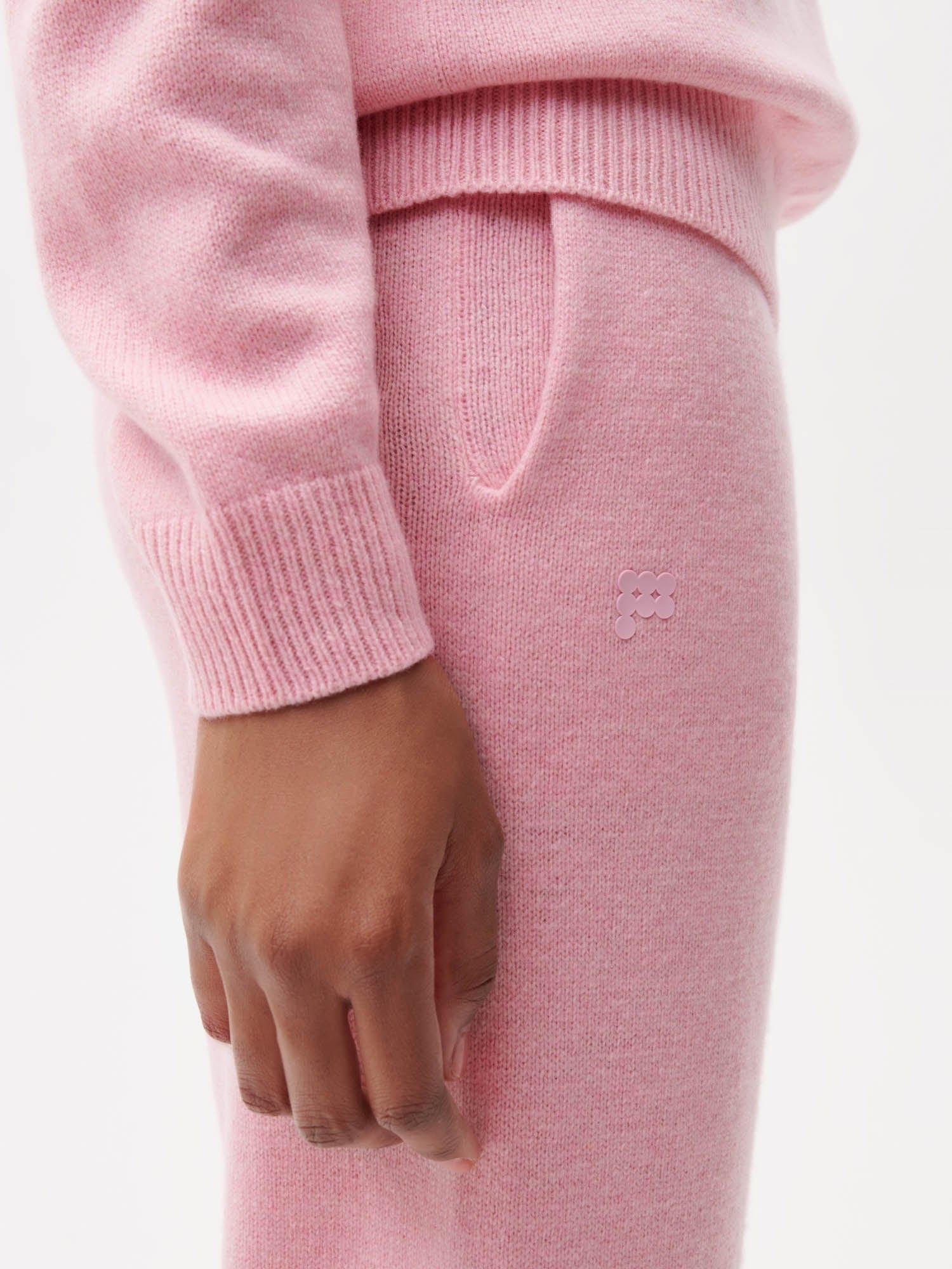 Womens Archive Recycled Cashmere Loose Track Pants - Sakura Pink - 3