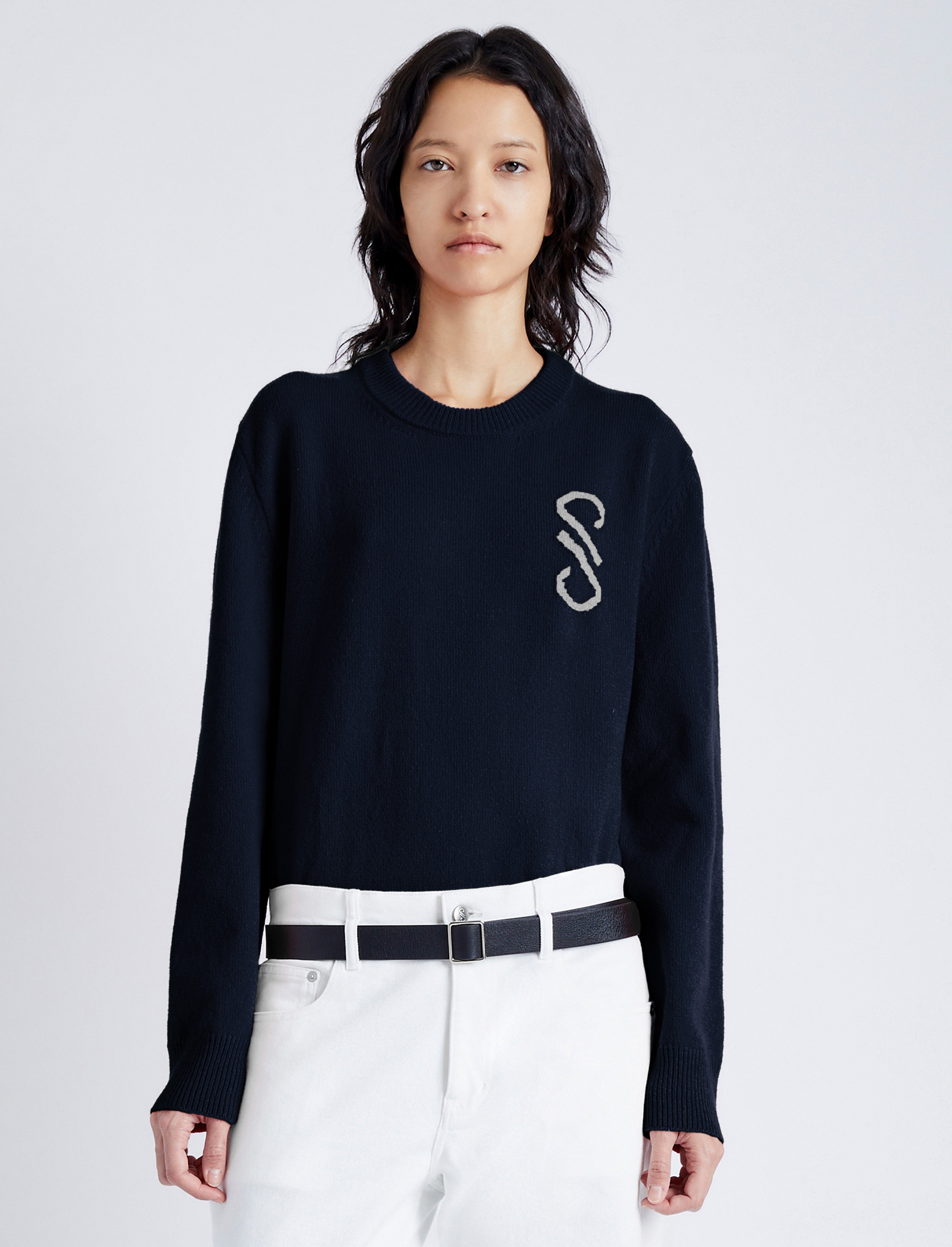 Harrison Monogram Sweater in Wool Jacquard - 2