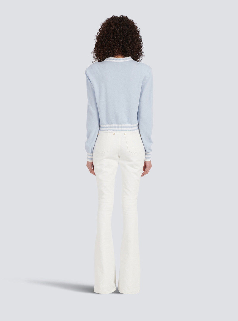 Cropped wool sweatshirt with Balmain logo 4