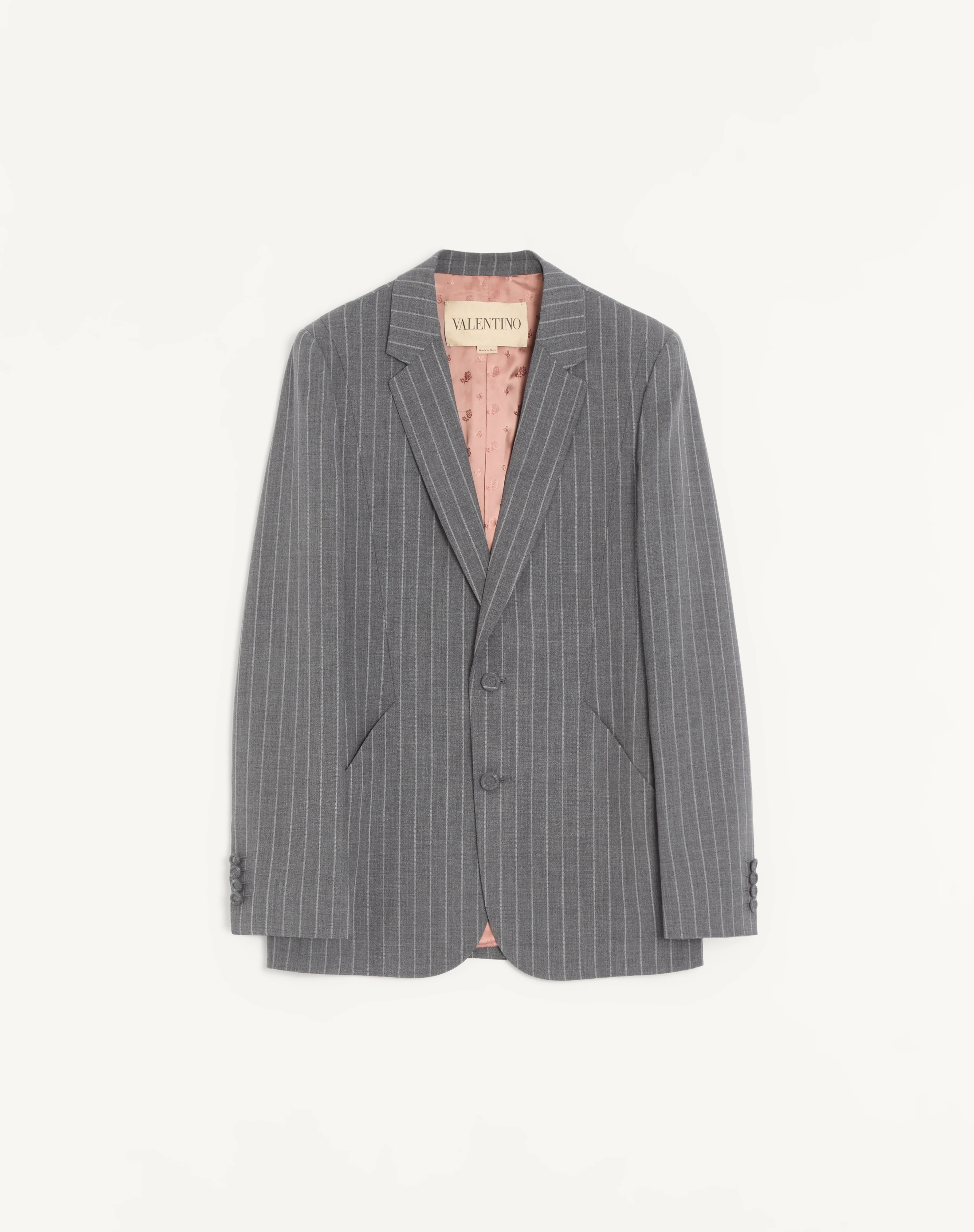 VALENTINO SINGLE-BREASTED JACKET IN PINSTRIPE WOOL - 1