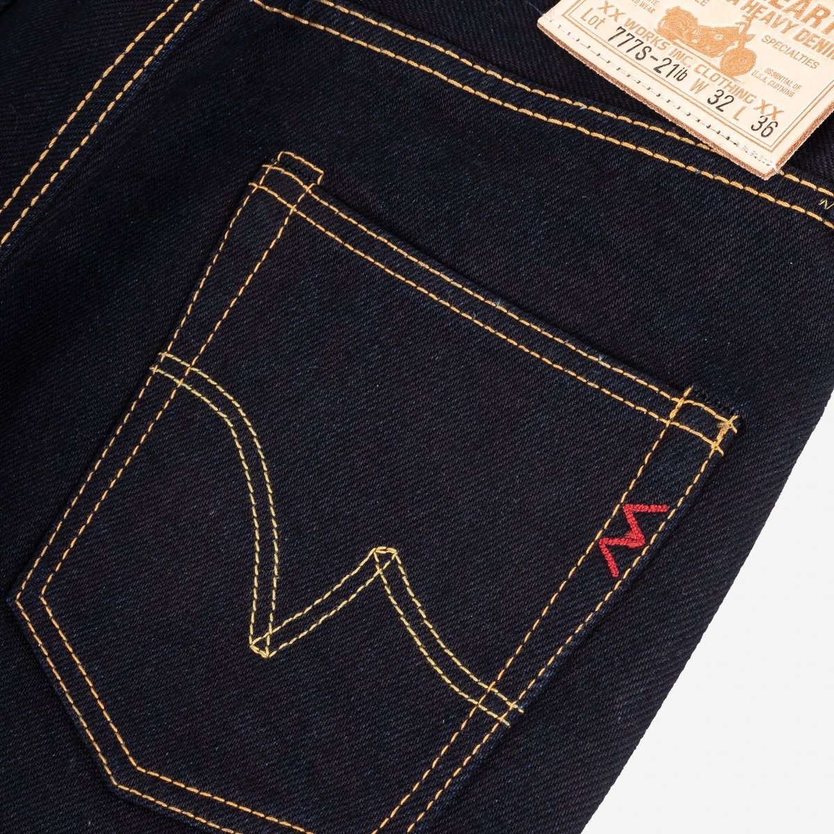 IH-777S-21ib 21oz Selvedge Denim Slim Tapered Cut Jeans - Indigo/Black - 9