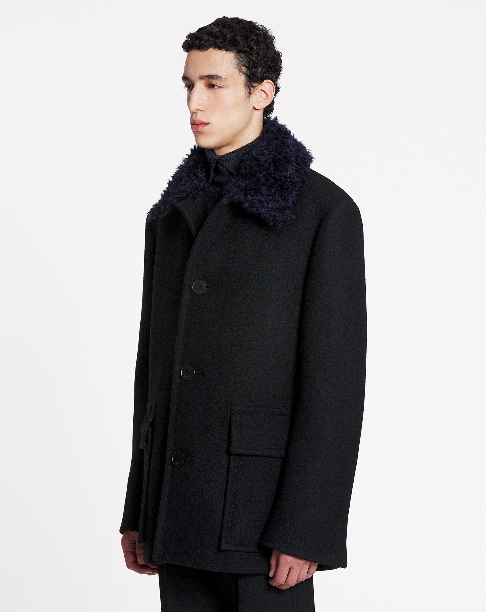 OVERSIZED PEACOAT WITH REMOVABLE COLLAR - 3