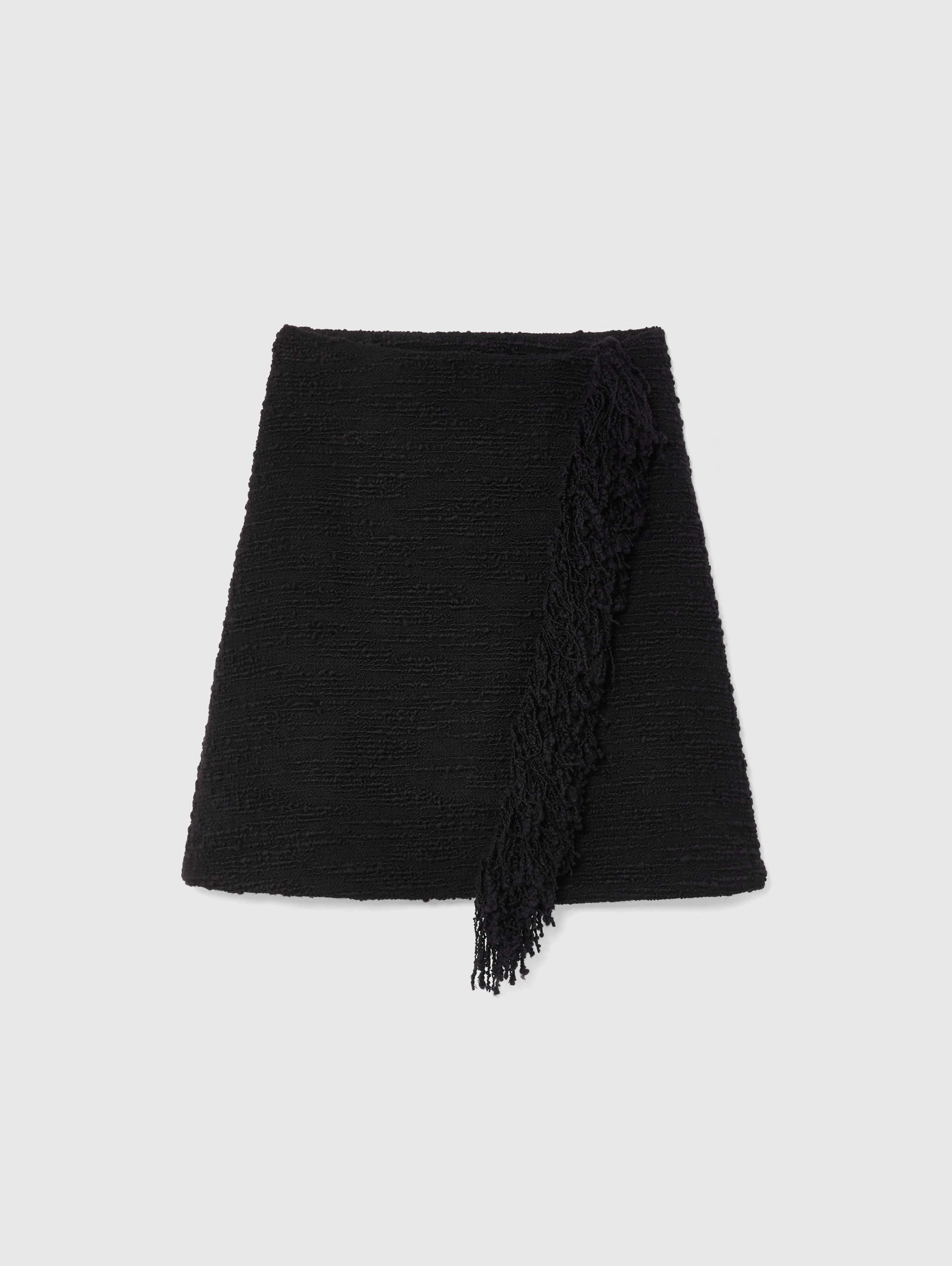 PRE-ORDER/ BLACK FRINGE MINI SKIRT - 1