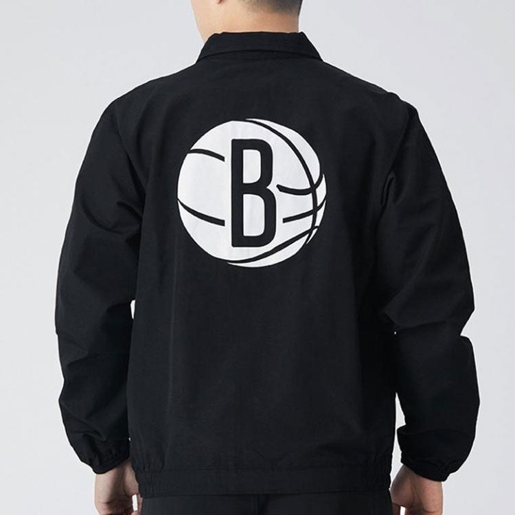 Nike NBA Brooklyn Nets lapel Zipper Woven Jacket Black CN0748-010 - 4