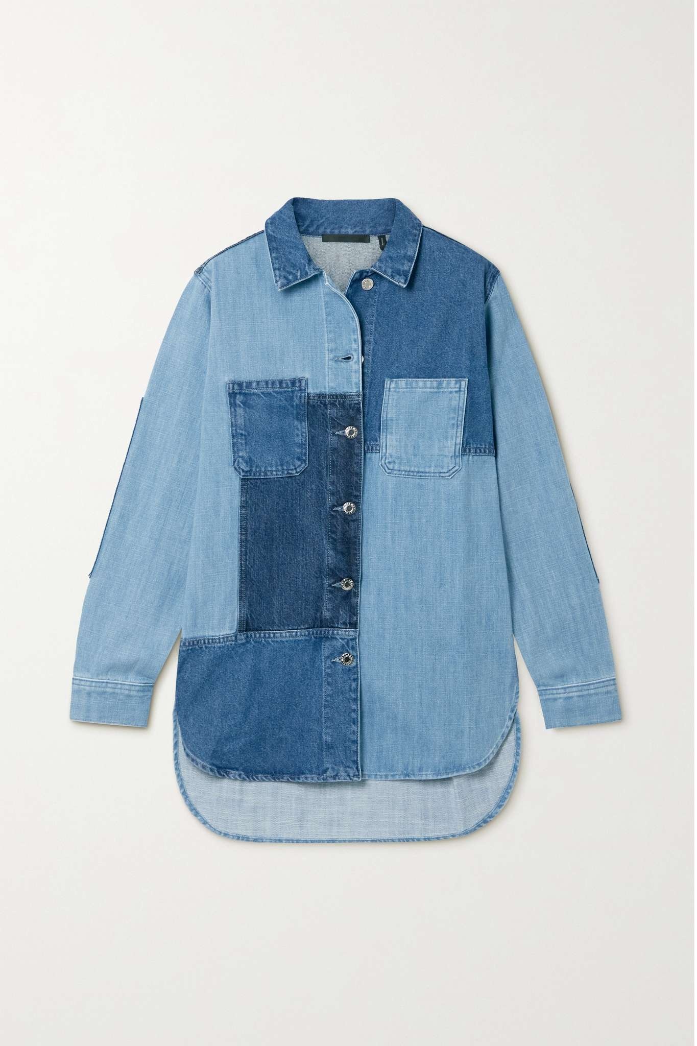 Oversized patchwork denim jacket - 1