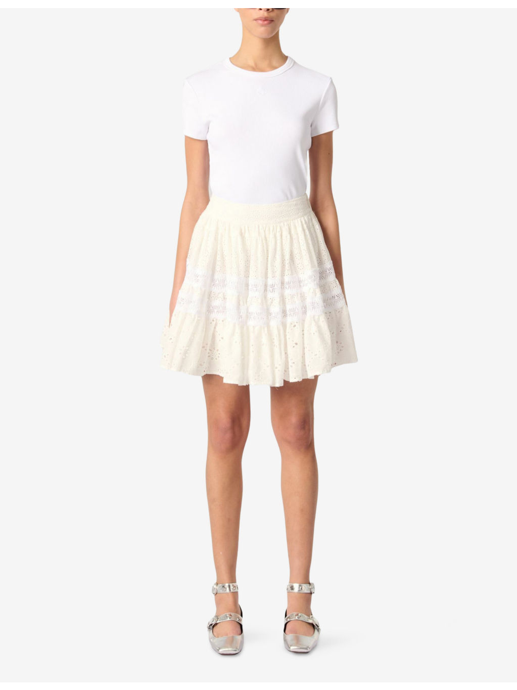 Broderie-Anglaise Ruffled-Hem Cotton Mini Skirt - 2