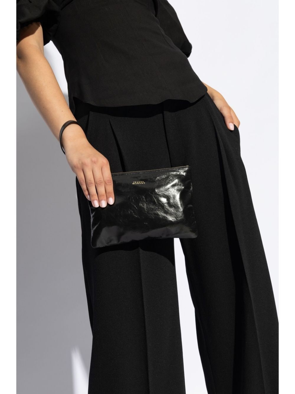crinkled-effect leather clutch bag - 2