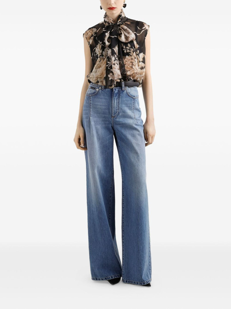 Dolce & Gabbana rose-print chiffon sleeveless top outlook