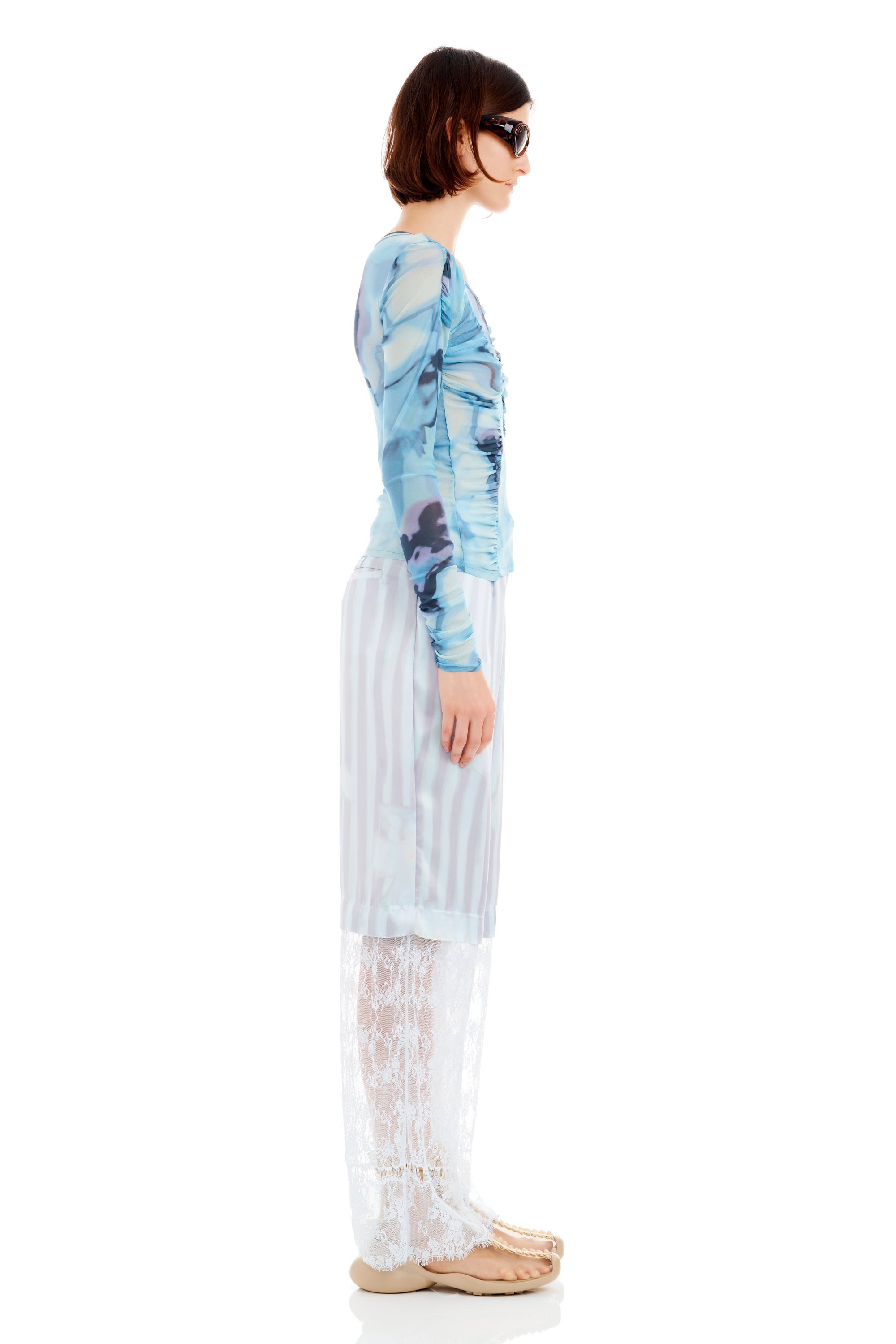 SKY WATERCOLOR FLORAL SERPENTINE L/S TOP - 4