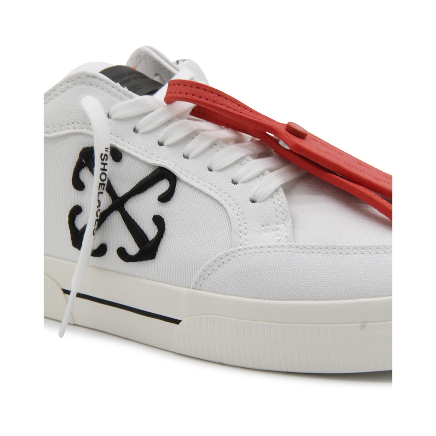 WHITE AND BLACK CANVAS VULCANIZED SNEAKERS - 4