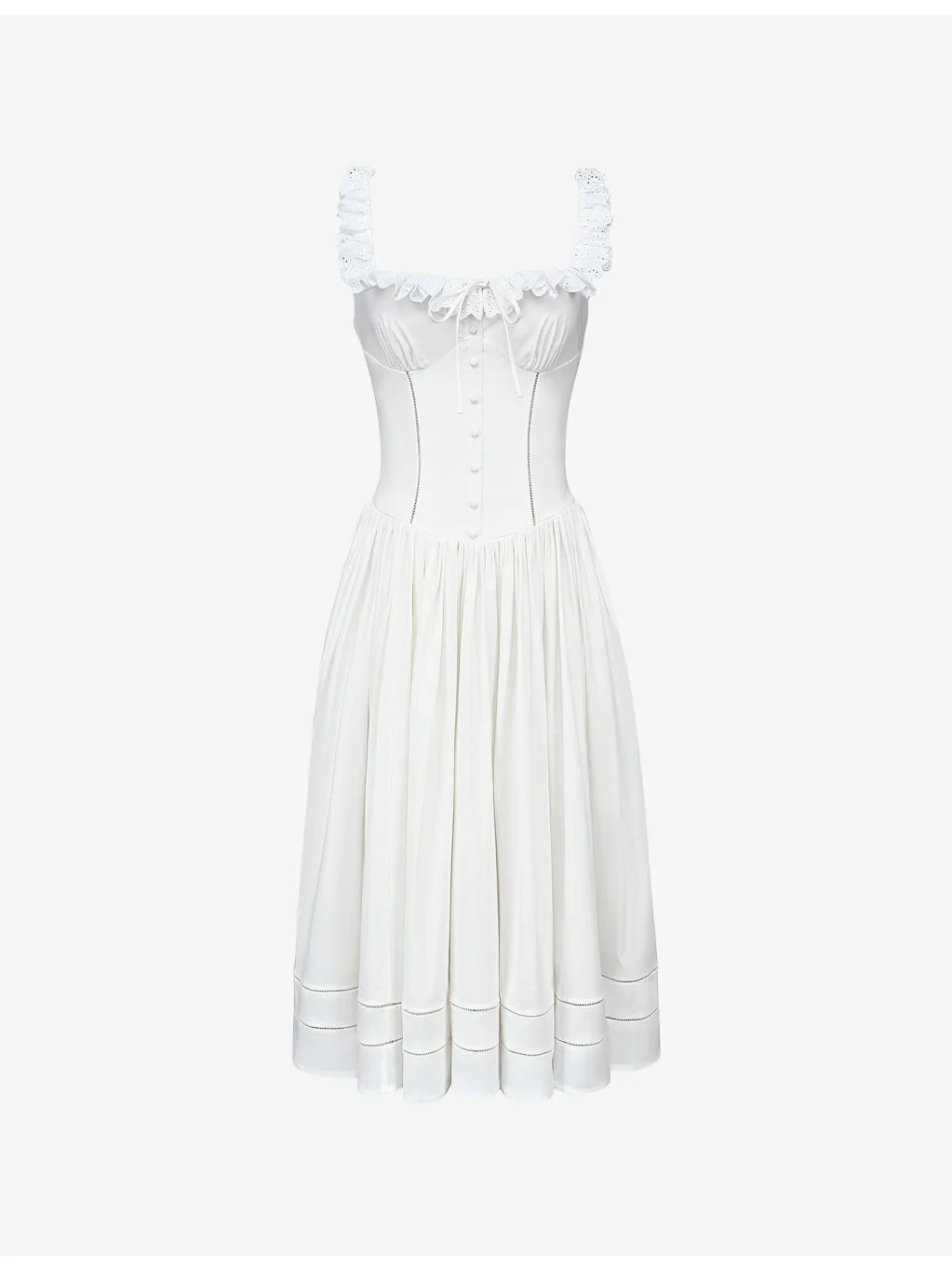 Phoebe Square-Neck Stretch-Cotton Midi Dress - 1