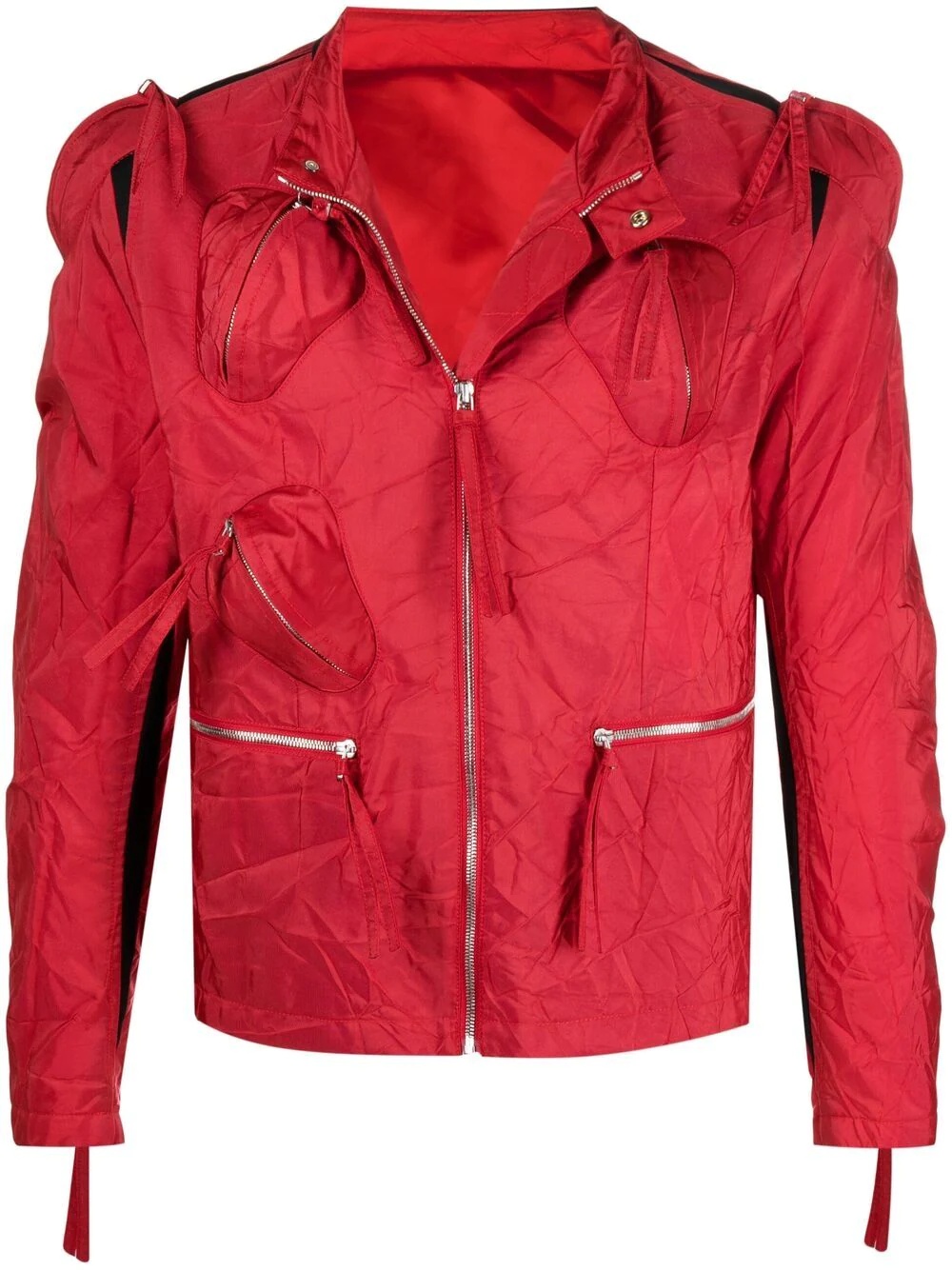 crinkled effect zip-up jacket - 1