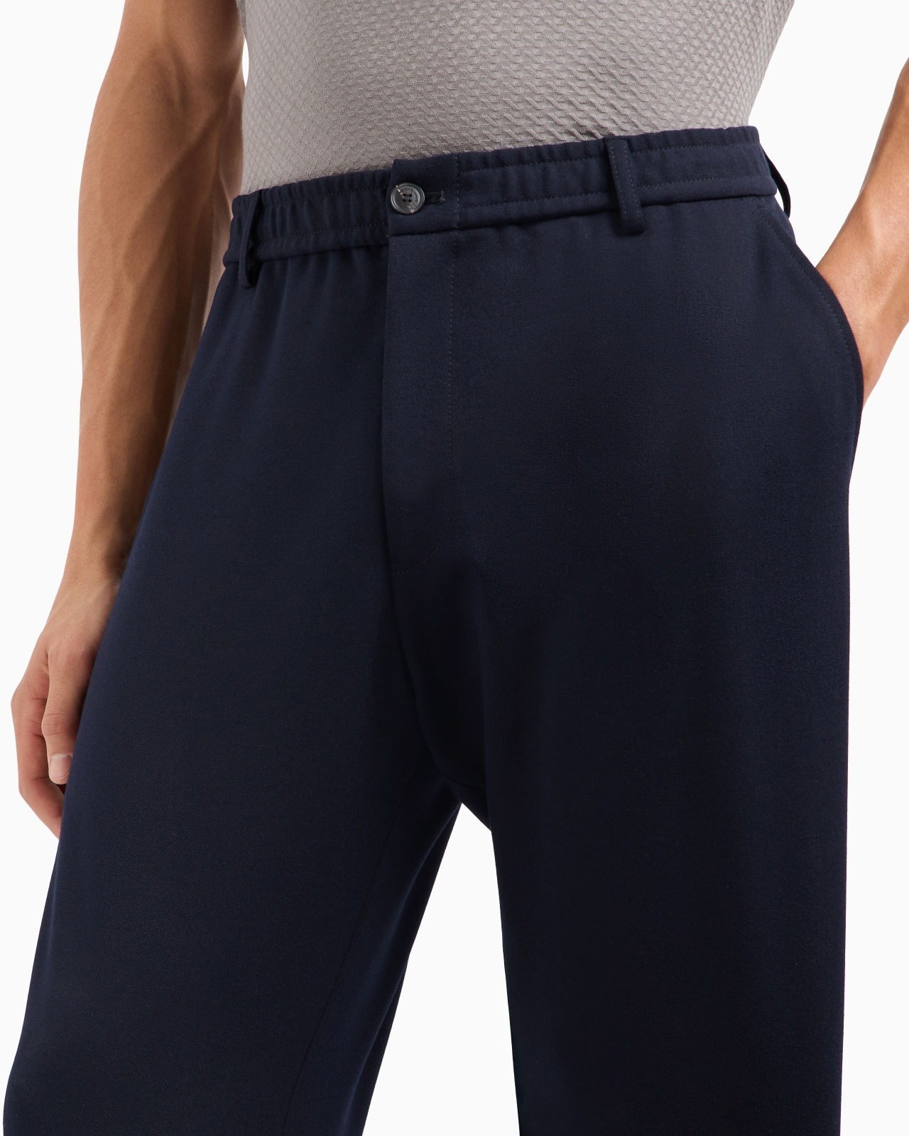 STRETCH TECHNICAL GABARDINE ELASTICATED-WAIST TROUSERS - 5