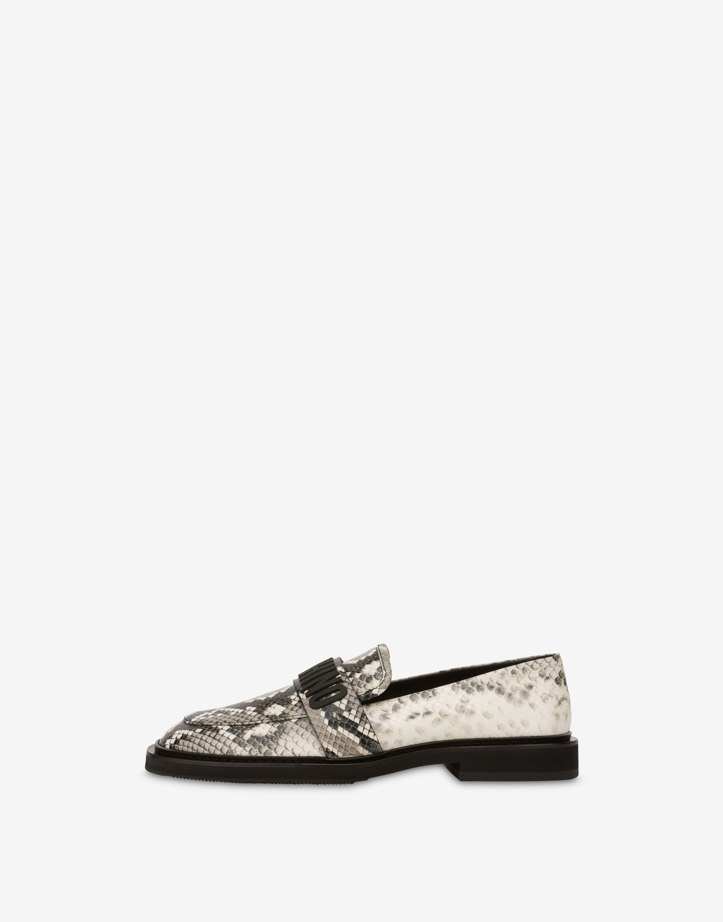 RUBBER LOGO PYTHON-PRINT LOAFERS - 2