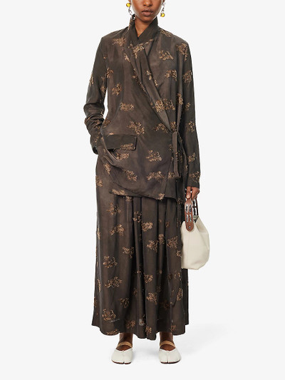 UMA WANG Gillian distressed-pattern woven maxi skirt outlook