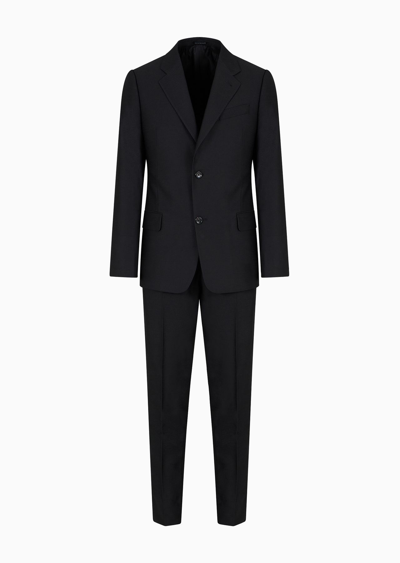 Single-breasted, slim-fit suit in jersey-effect armure wool - 1