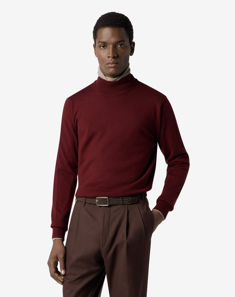 CORNELIANI Burgundy extra fine merino wool mock turtleneck outlook