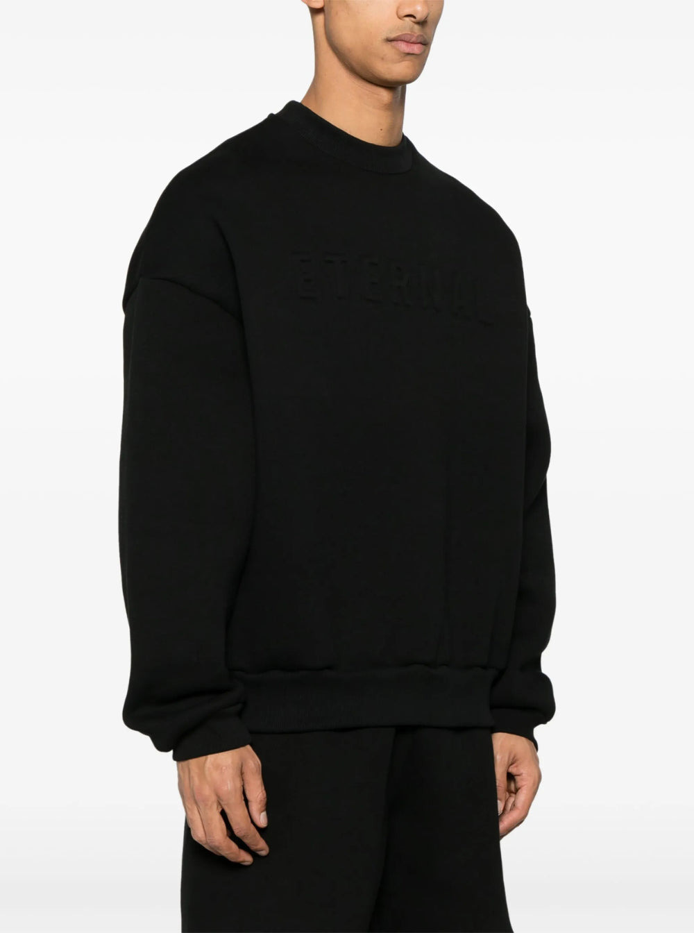 Fear Of God Men Black Crewneck Sweater With Tonal Logo Lettering Embroidery On The Front In Cotton B - 4