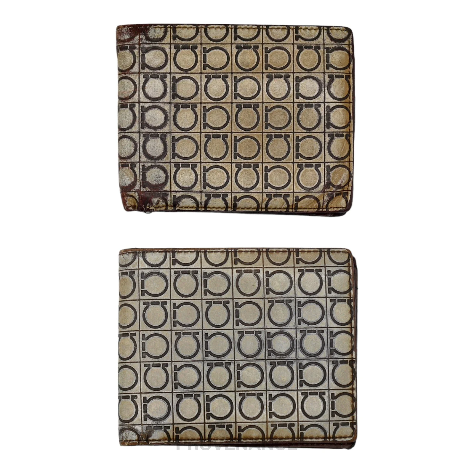 (JUNK LOT) Ferragamo Bifold Wallets - Gold Gancini - 1