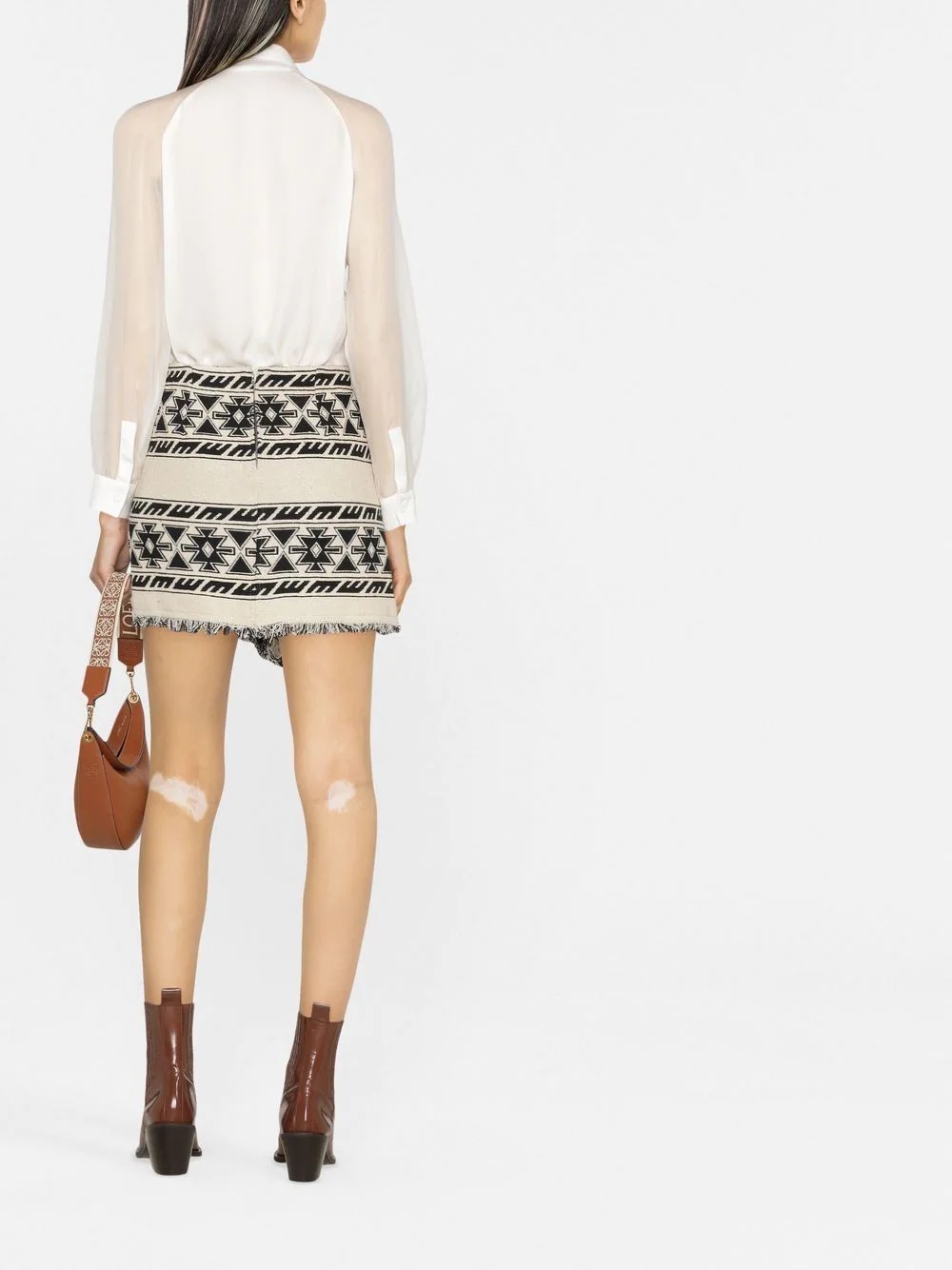 fringed draped mini skirt - 6
