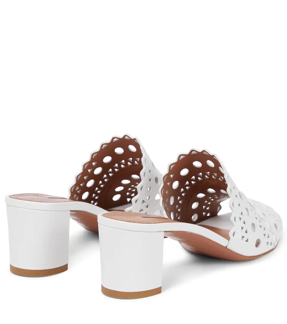 Laser-cut leather mules - 3