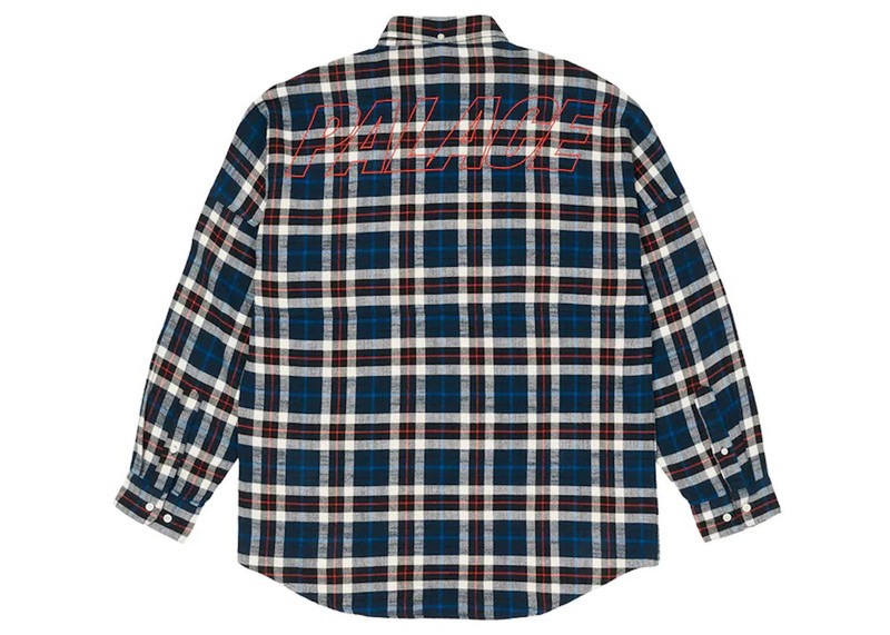 PALACE Palace Flannel Drop Shoulder Shirt Navy outlook