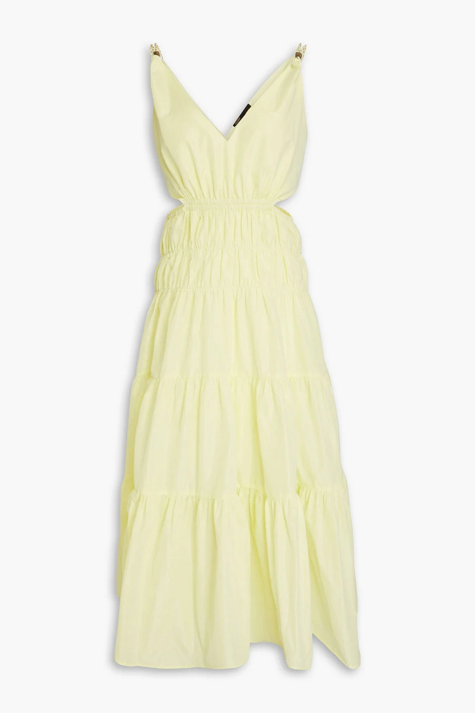 Cutout shirred taffeta midi dress - 1