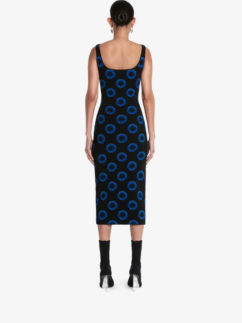 Women's Iris Jacquard Pencil Dress in Black/blue - 4