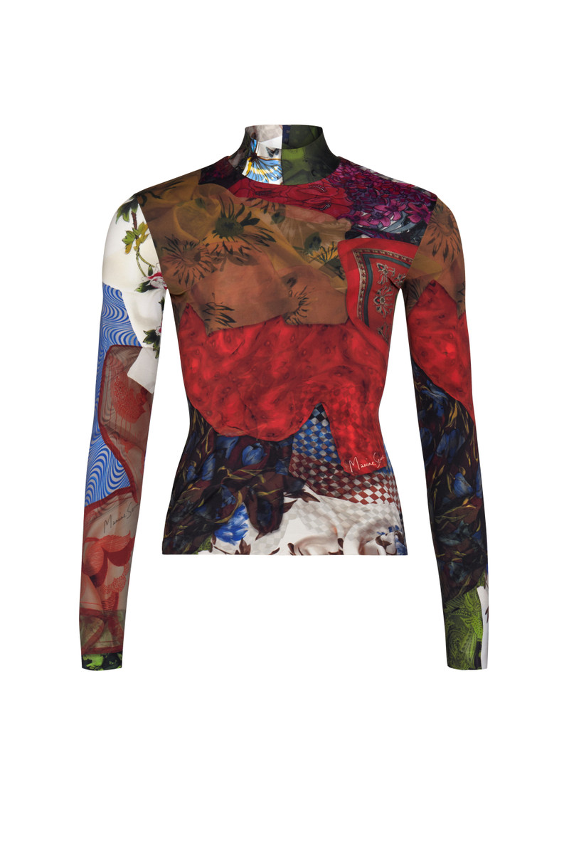 Scarves Print Recycled Jersey Second Skin Top 1