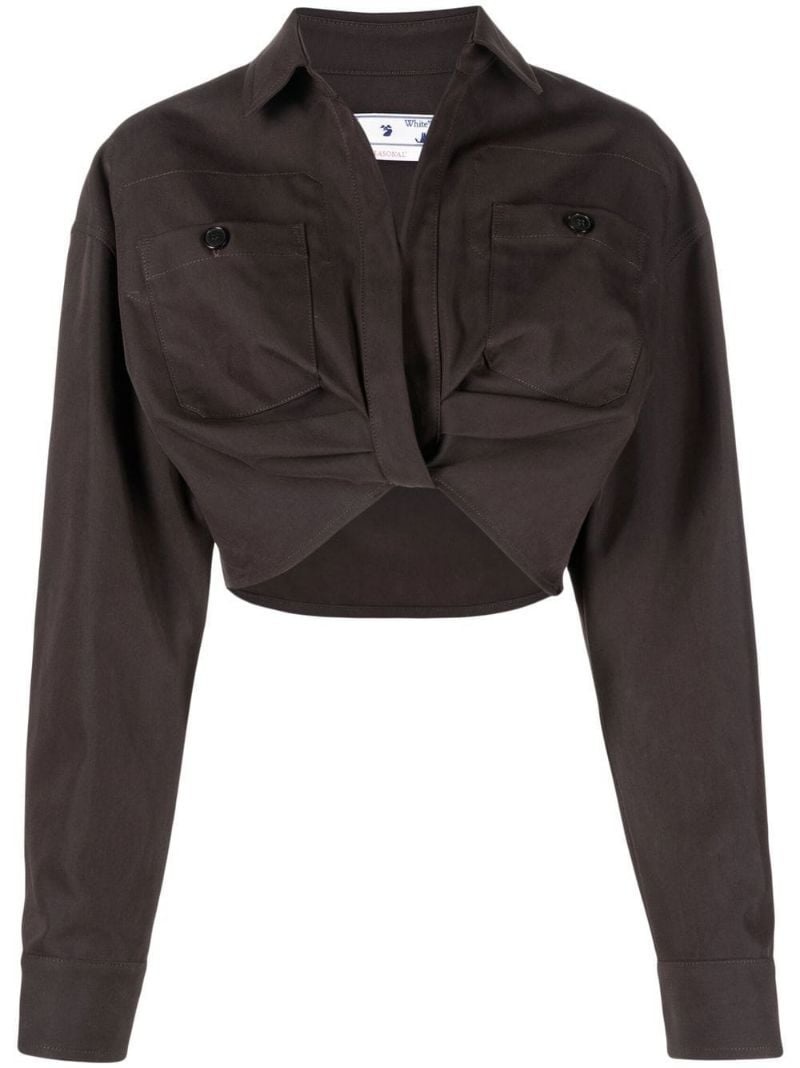 cropped long-sleeve shirt - 1