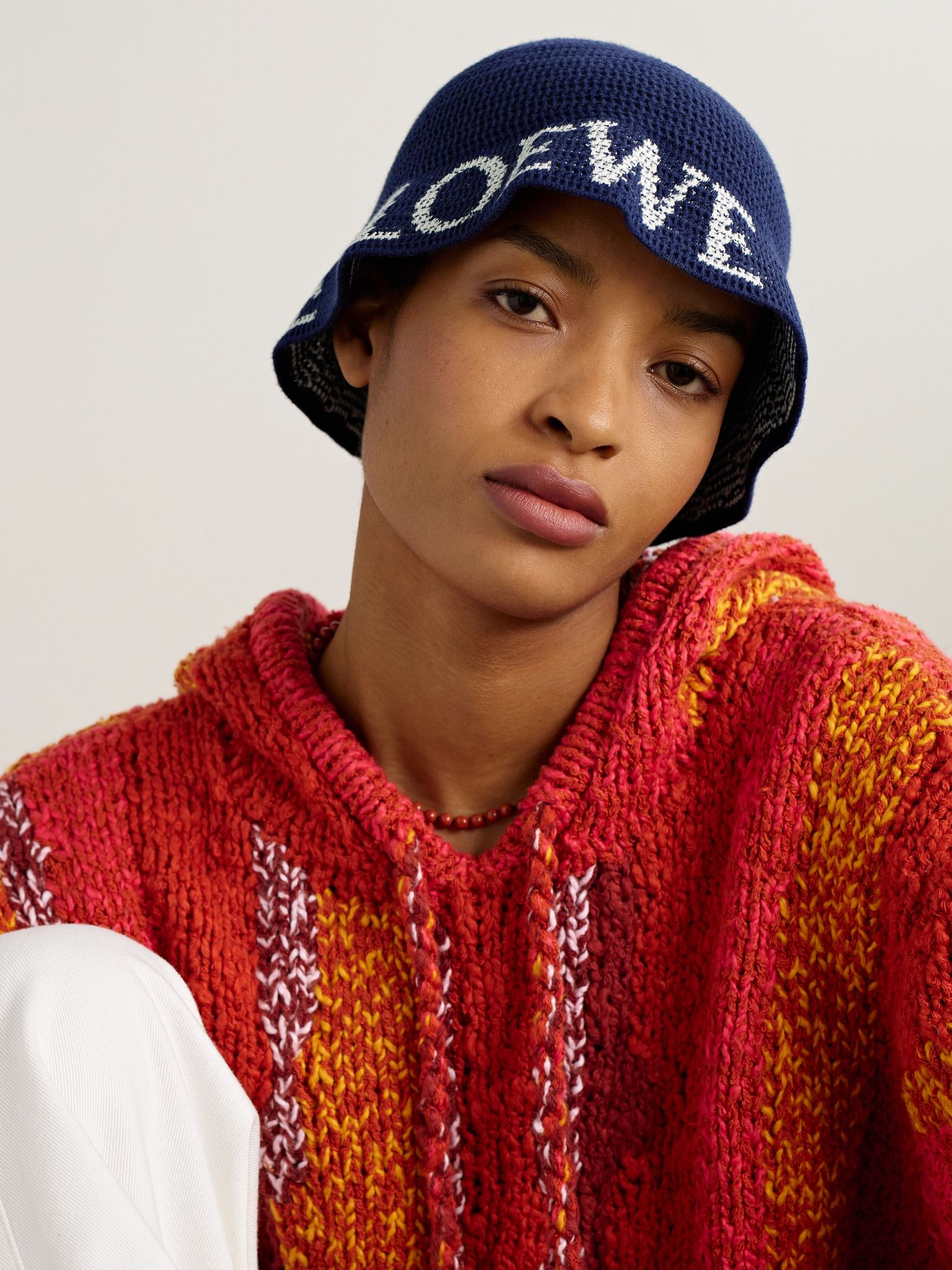 + Paula's Ibiza cotton-blend jacquard bucket hat Navy - 2