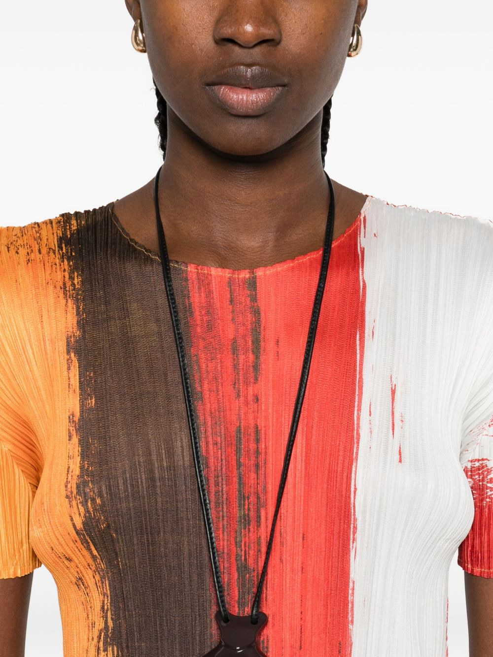 pleated paint-effect midi dress - 5
