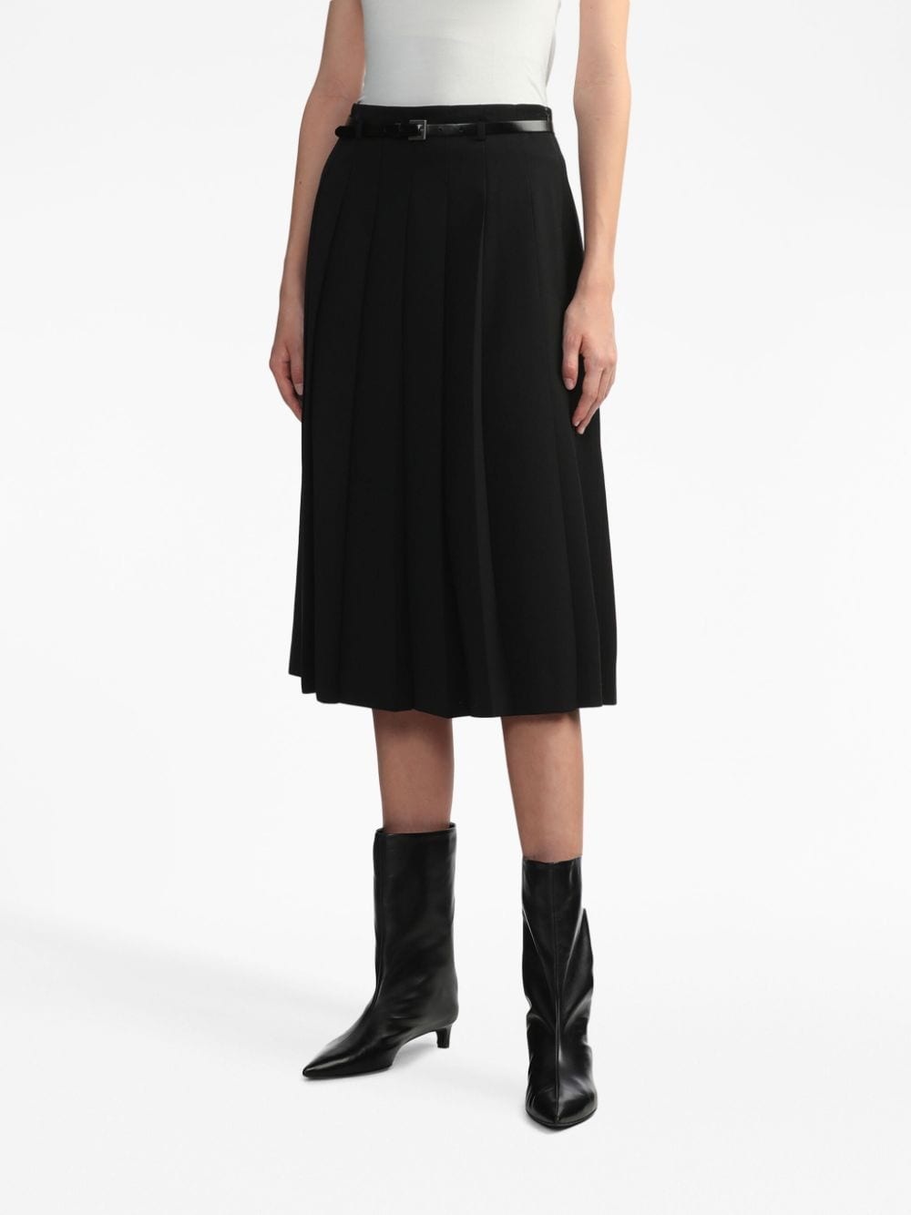 knife-pleat wool skirt - 3