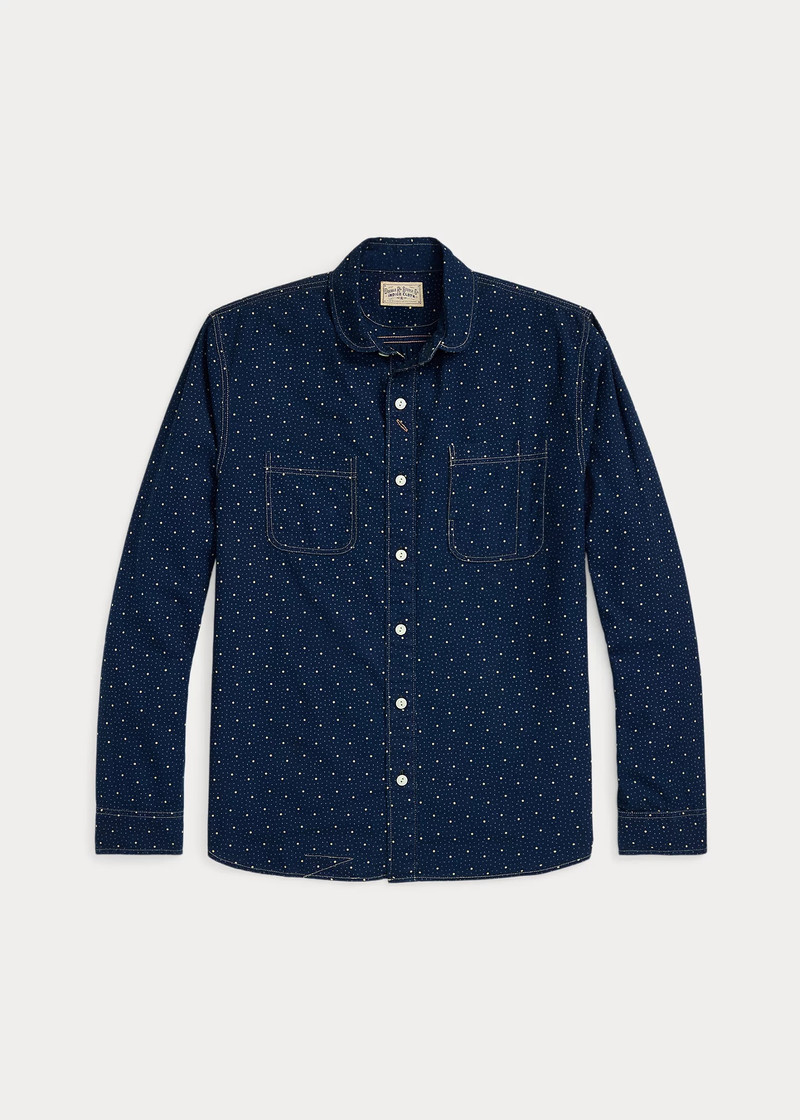 Dot-Print Indigo Workshirt - 1