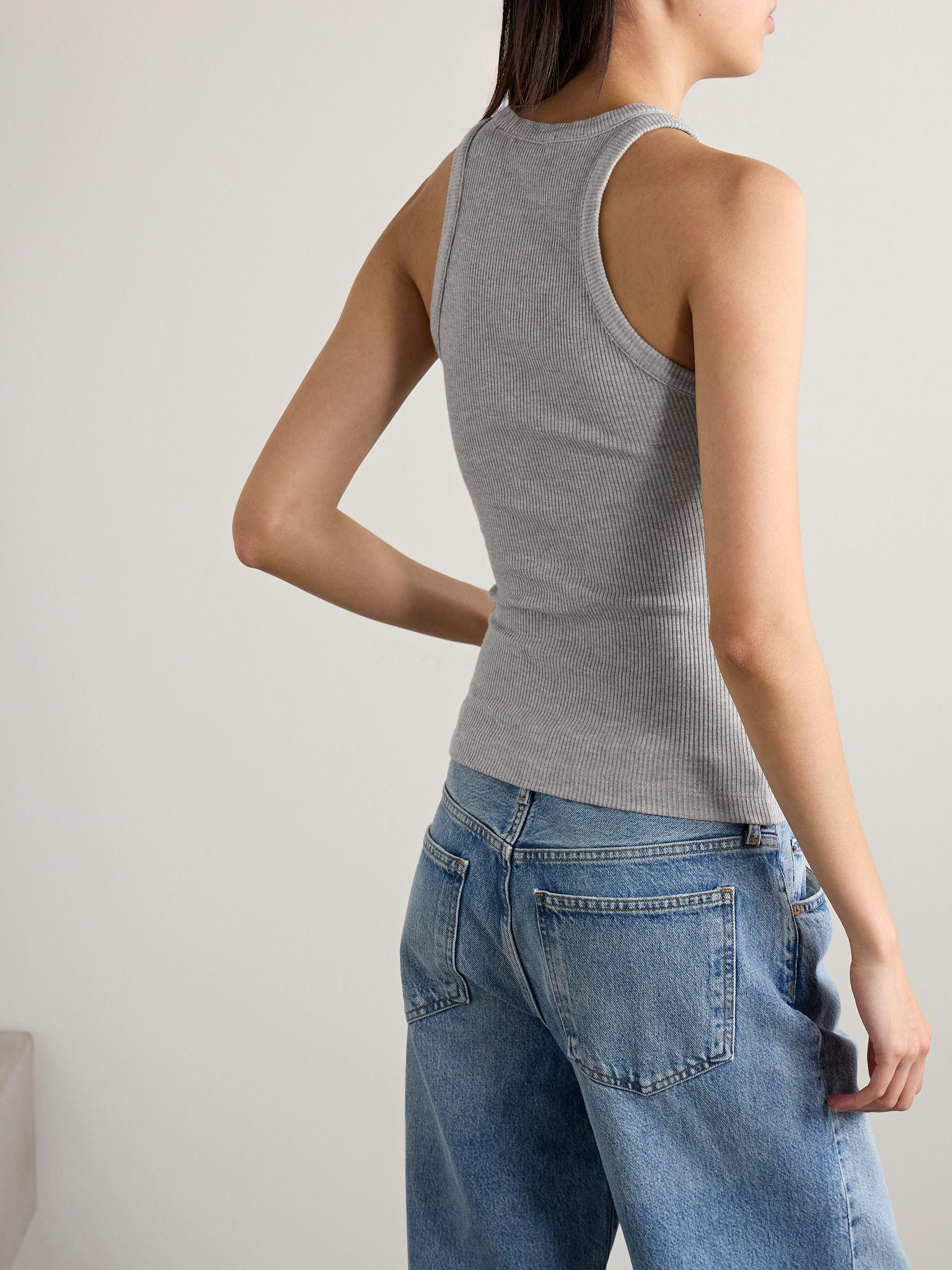 Rayne ribbed stretch organic cotton and Lyocell-blend jersey tank Gray - 4