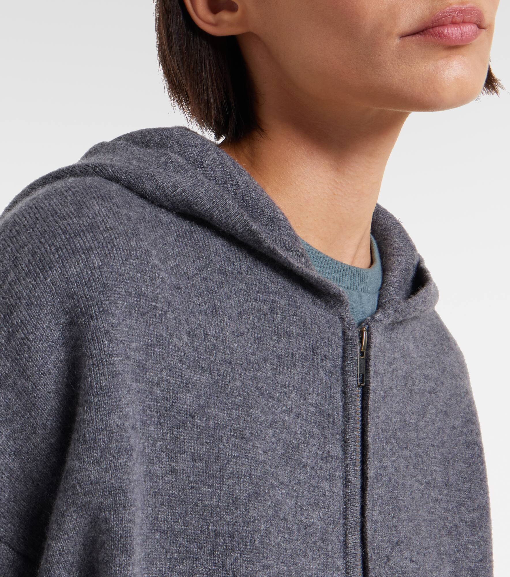 Lilia hooded cashmere zip-up sweater - 4