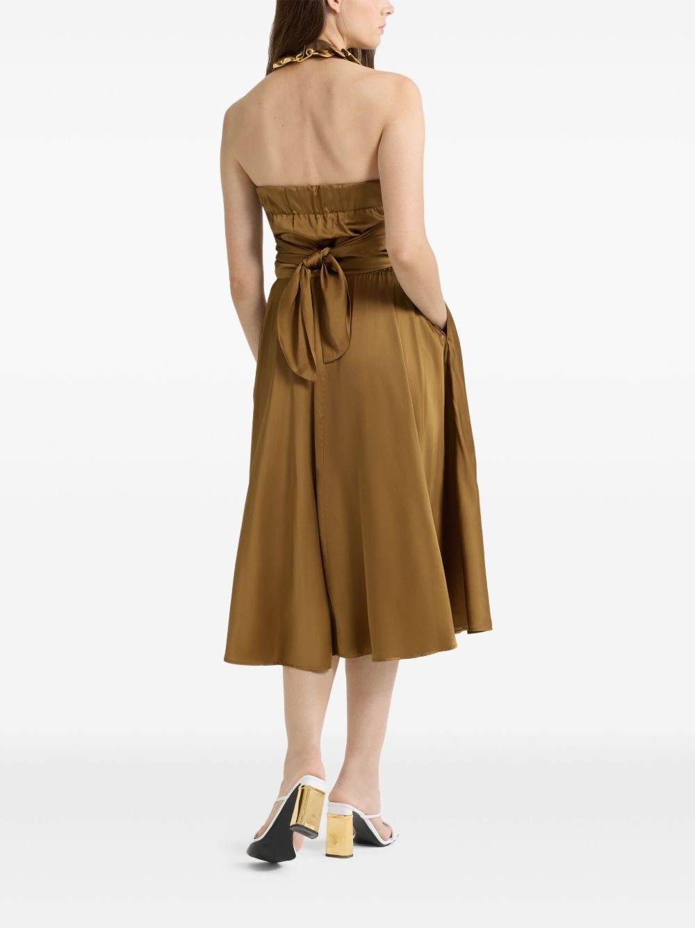 halterneck satin midi dress - 3