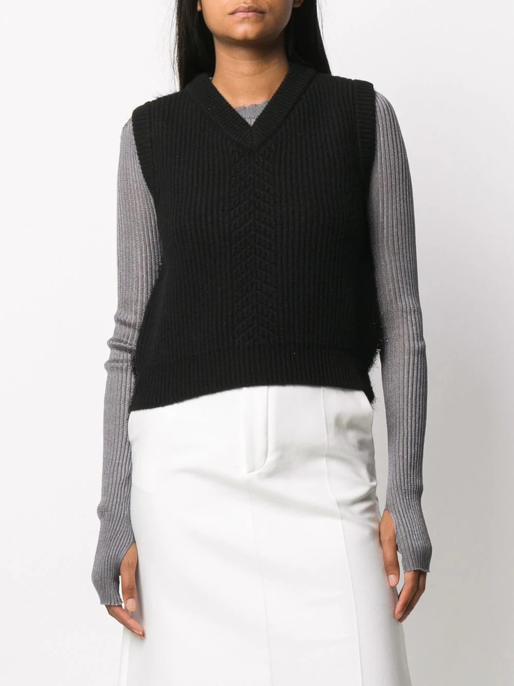 ribbed sleeveless jumper - 3