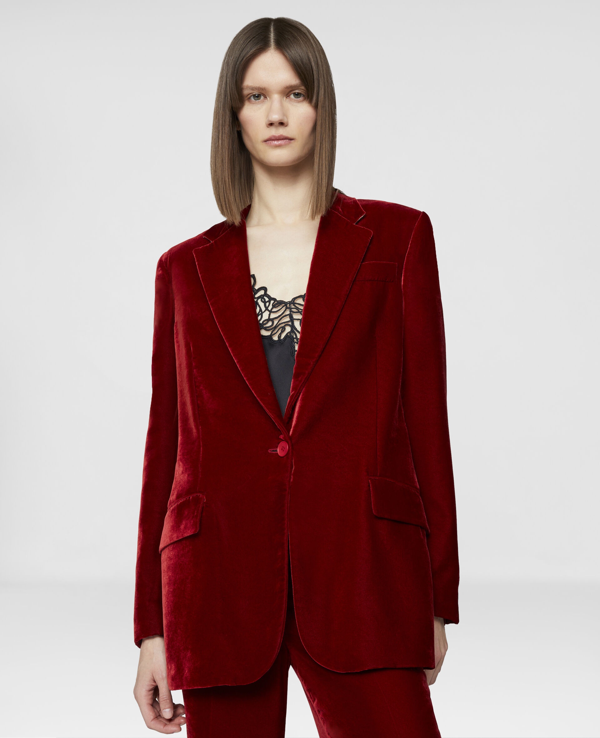 Velvet Single-Breasted Boyfriend Blazer - 4