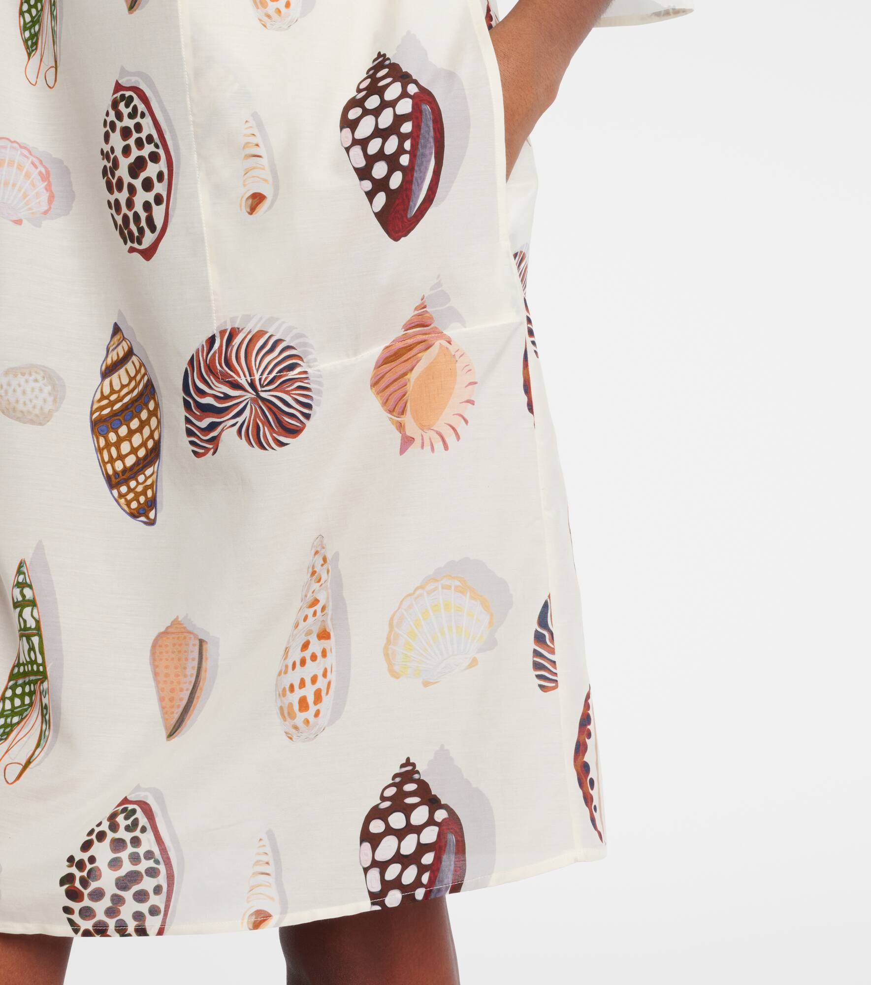 Creme printed coton and silk minidress - 5