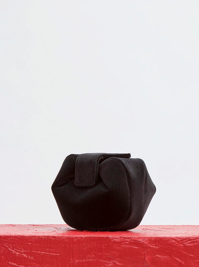 Soft Demi Clutch in Black Cotton Velvet - 5