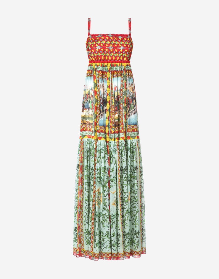 Long Carretto-print chiffon dress - 3