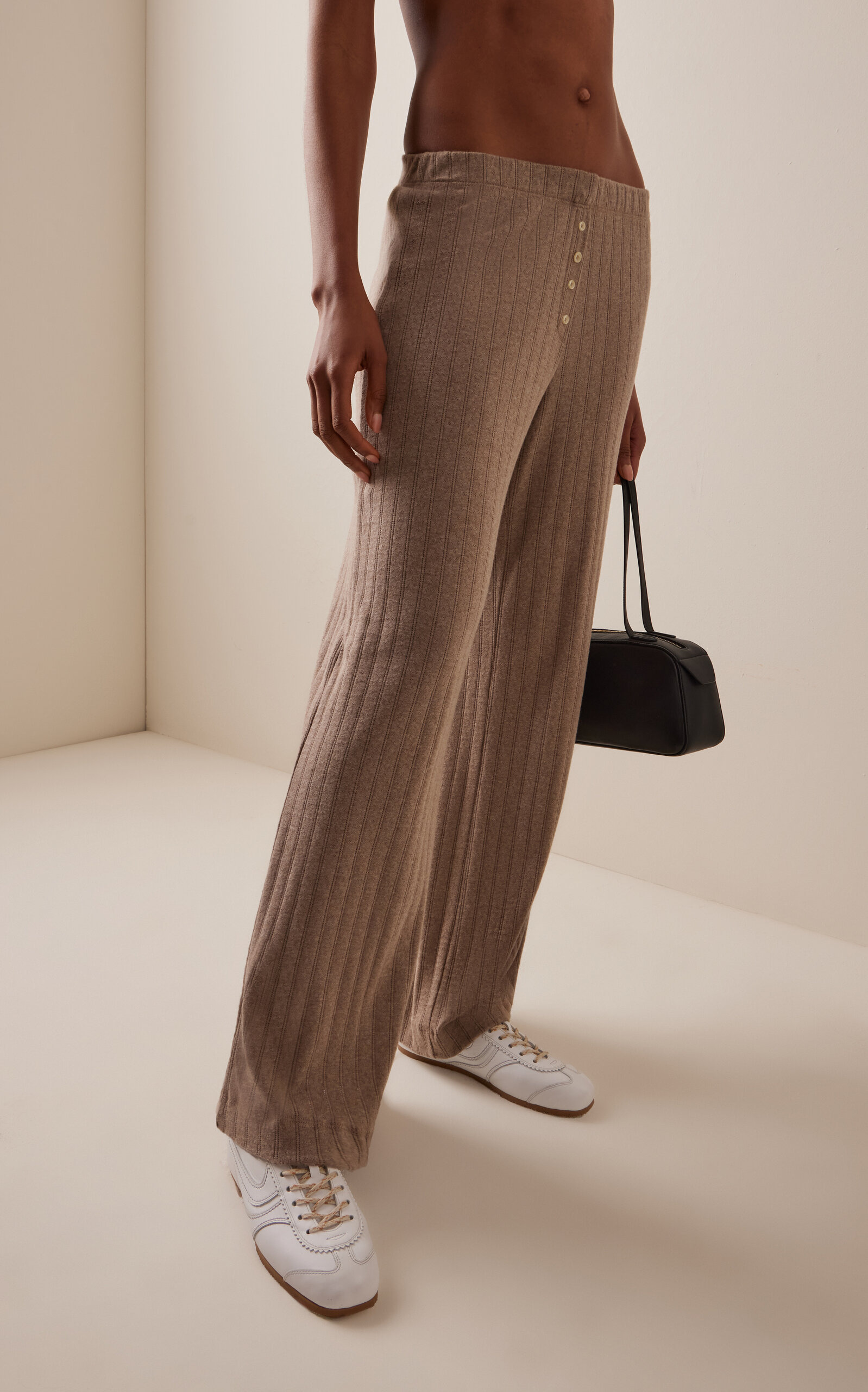 Pointelle Boxer Straight-Leg Pants tan - 3