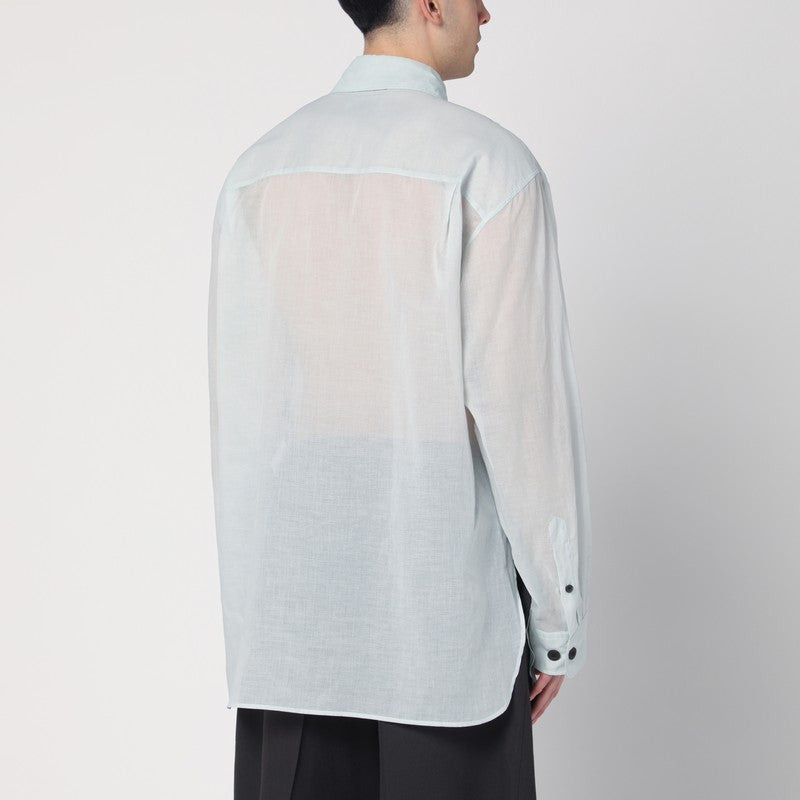 Dries Van Noten Light Blue Ice Cotton Shirt With Pockets Men - 2