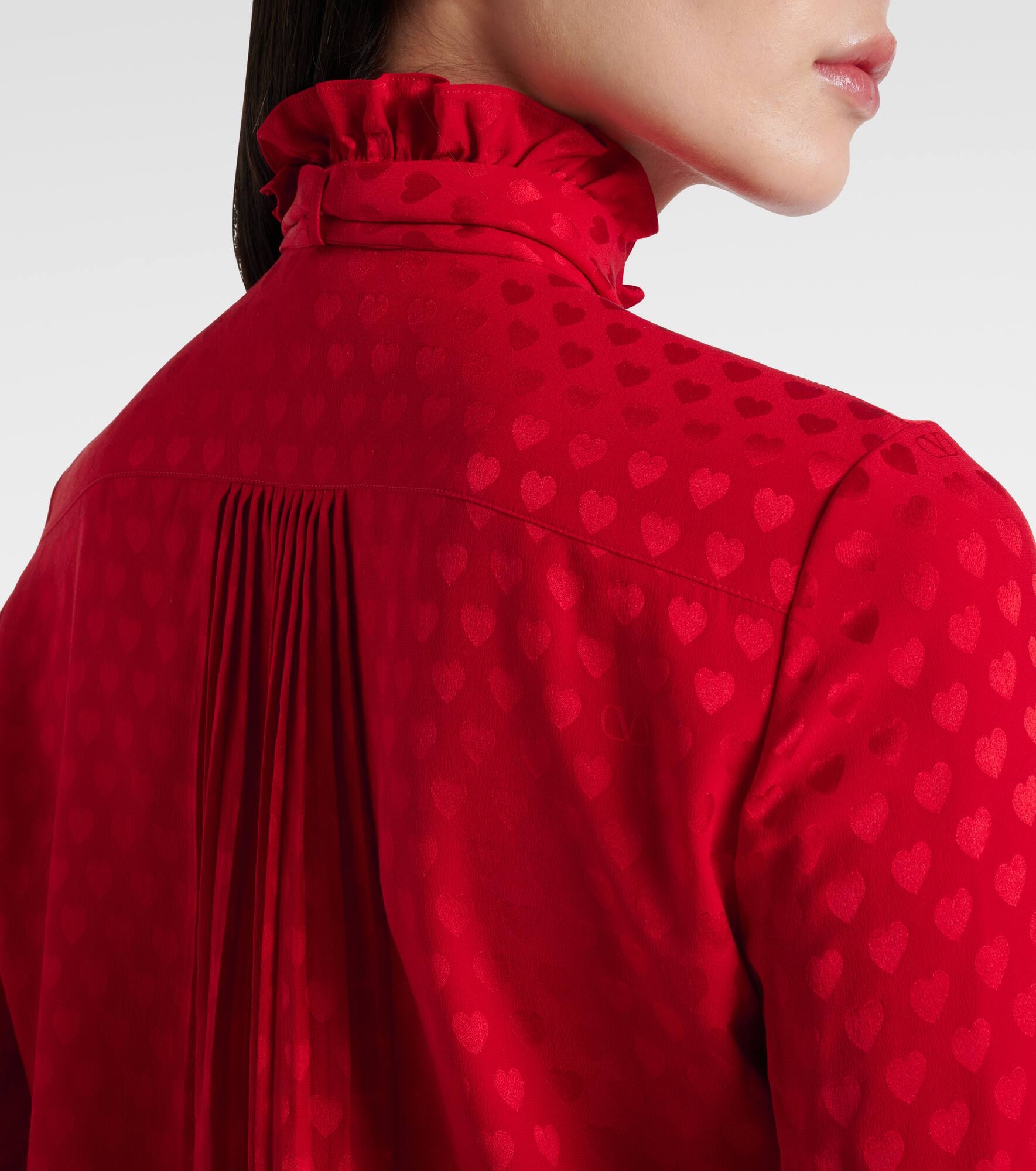 La Cour De Cœur bow-detail silk crêpe shirt - 6