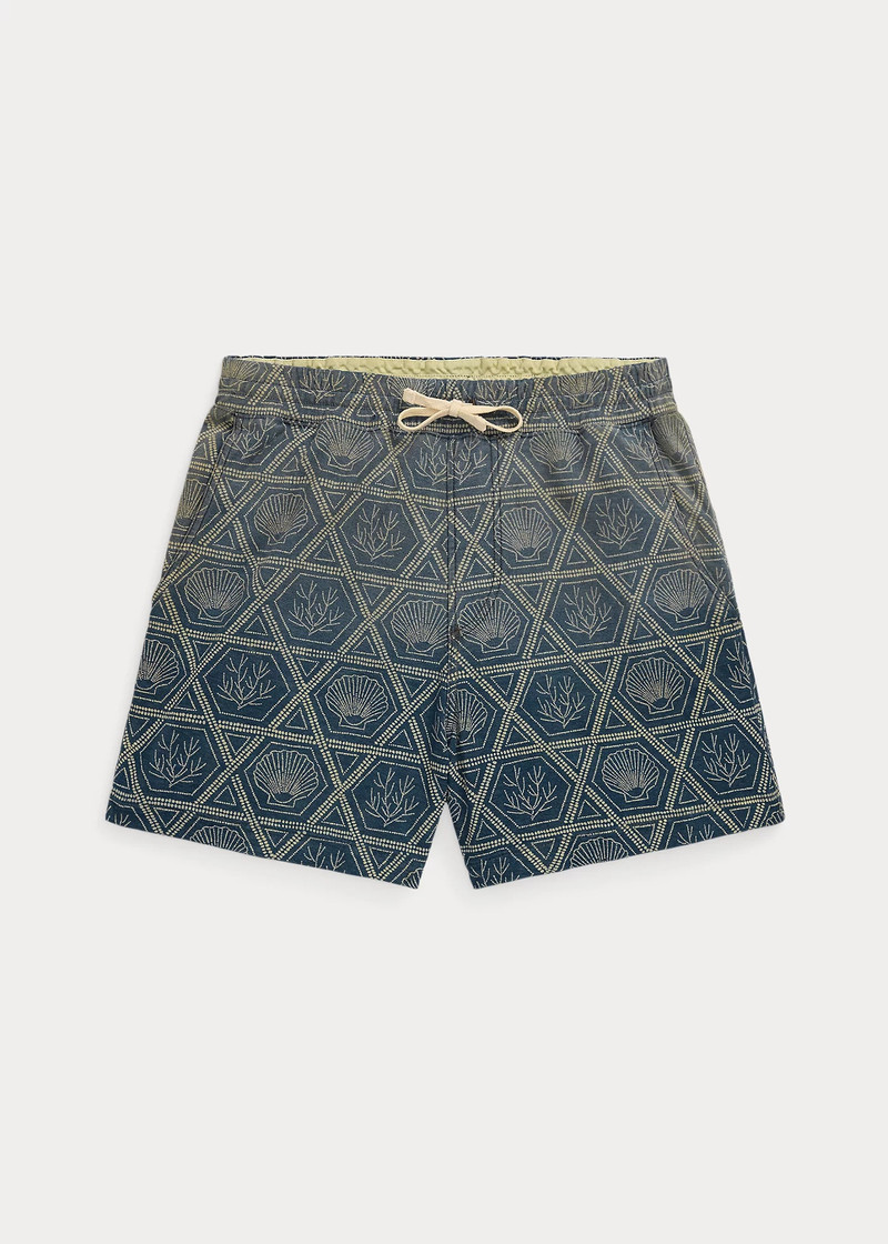 Indigo Shell-Print Jersey Short 1