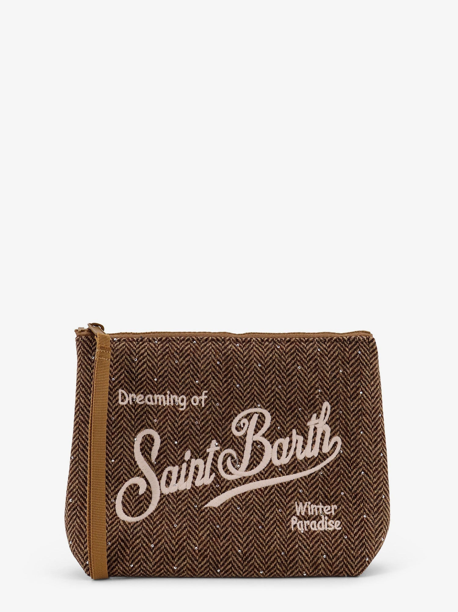 MC2 SAINT BARTH - Mc2 Saint Barth Aline Wool Clutch With Herringbone Motif And Rhinestones - 1