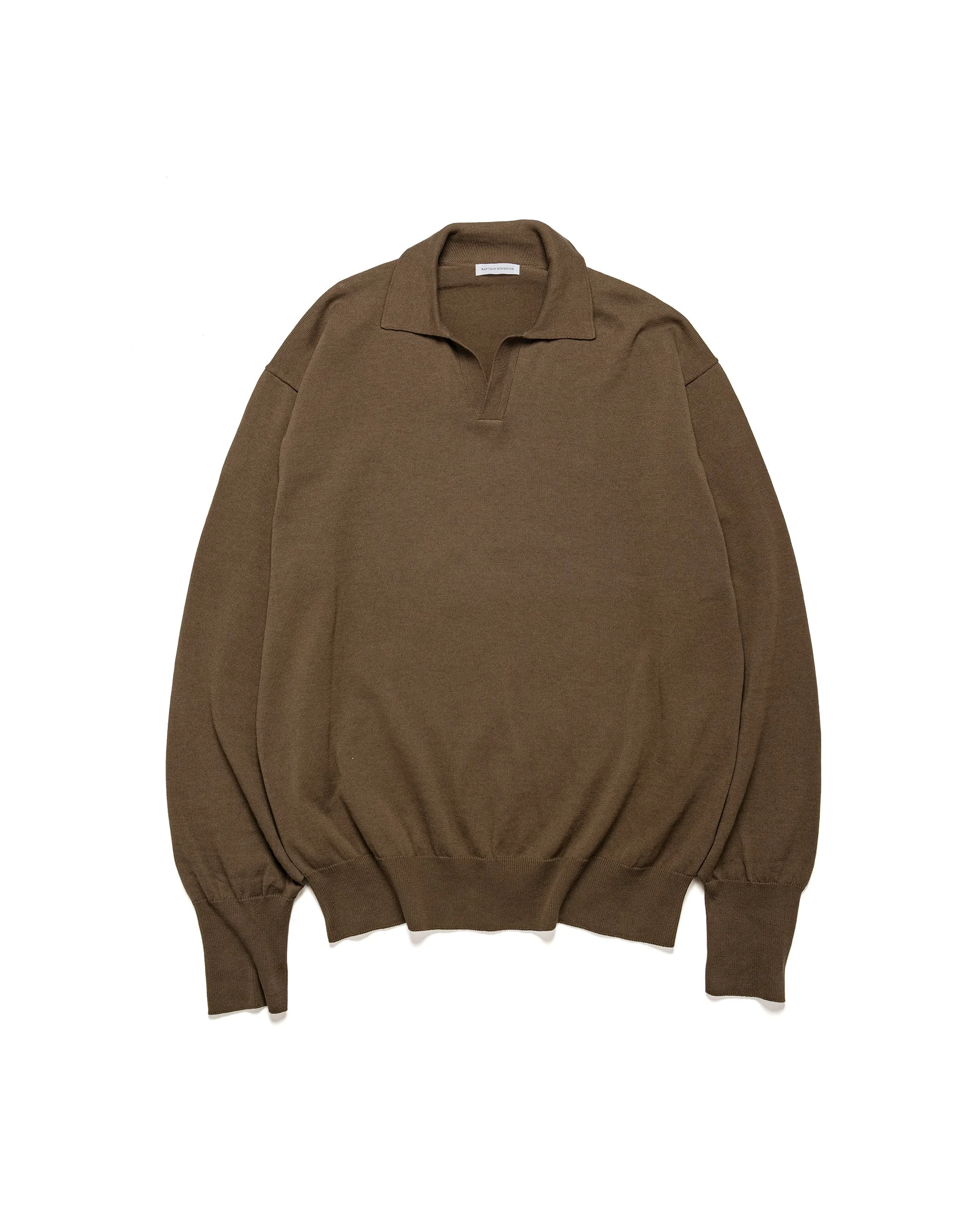 Cotton Knit Skipper Shirt Mocha Brown - 1