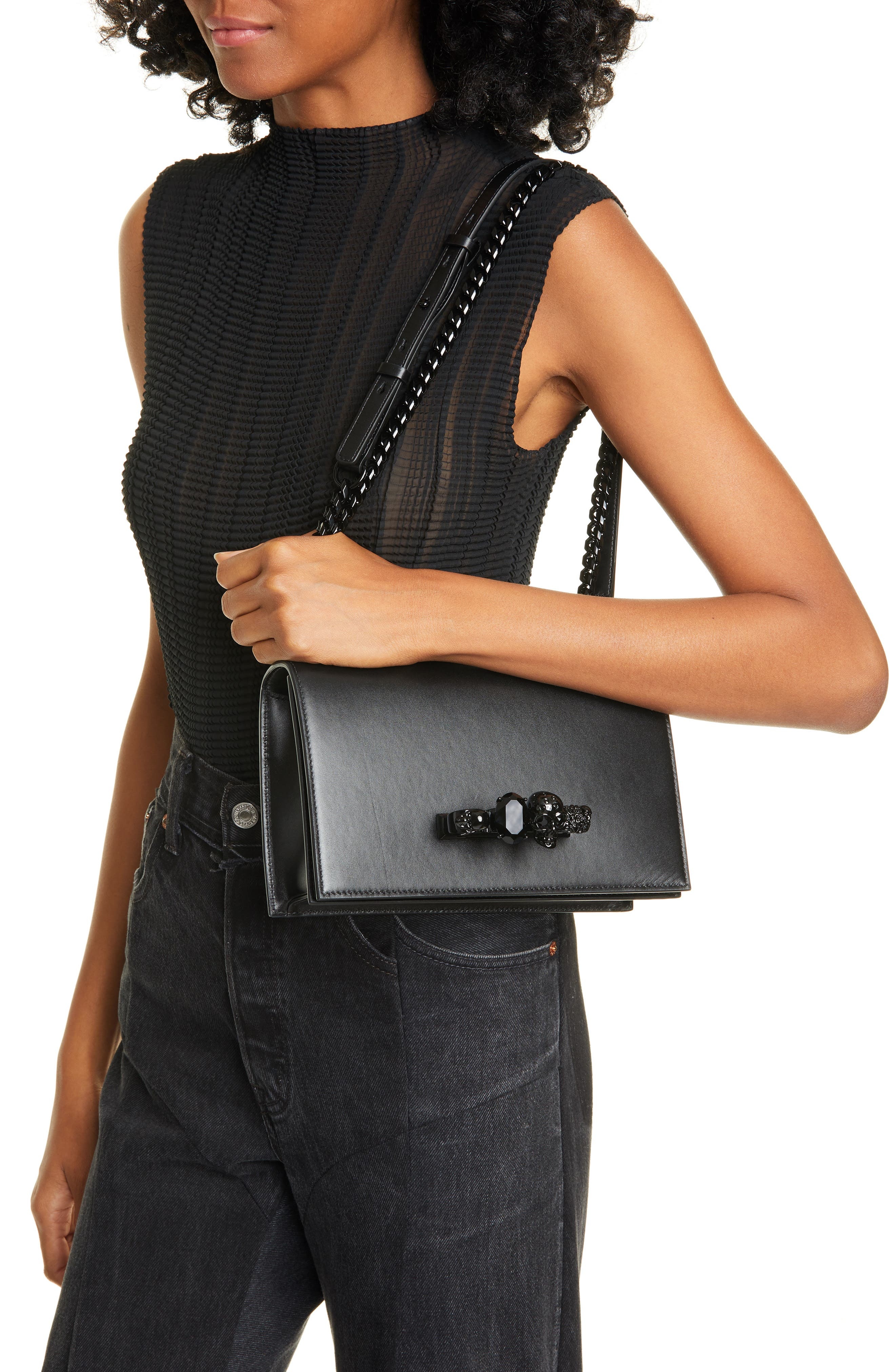 Alexander McQueen Blackout Leather Crossbody Knuckle Bag at Nordstrom - 3