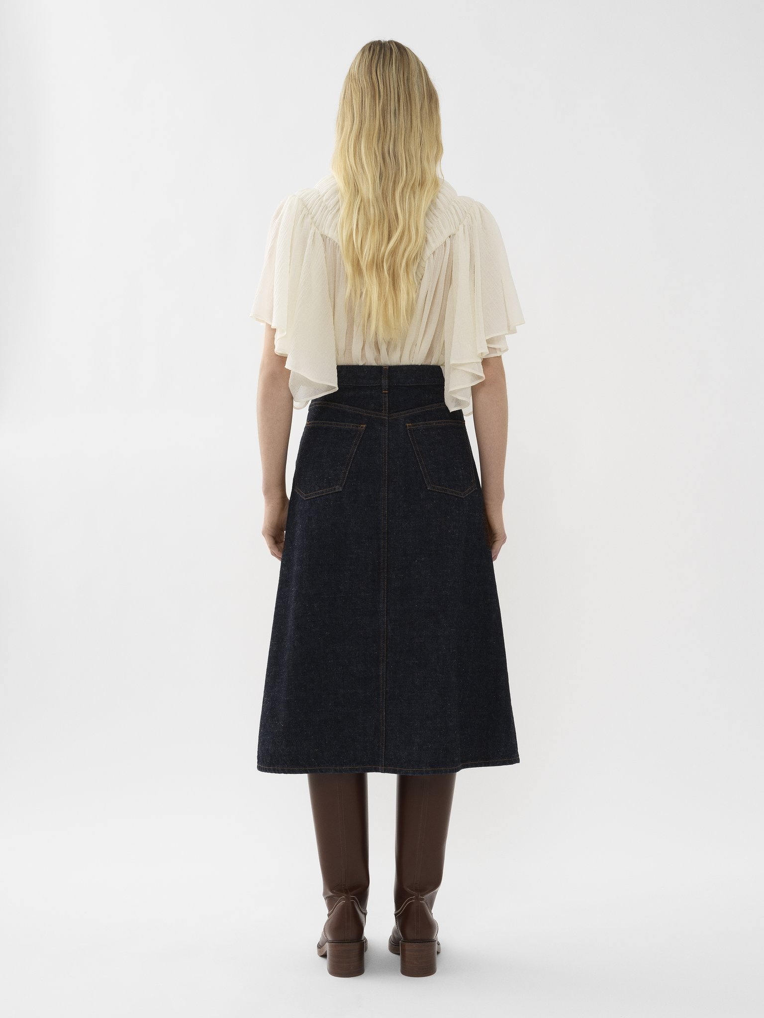 DENIM MID-LENGTH SKIRT - 3